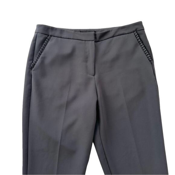Zac & Rachel Pants Gray Ruffle Pockets Tapered Ankle Office Dress Slacks Size 12 - Picture 3 of 10
